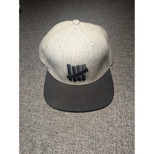 UNDEFEATED 5 Strikes Black Logo Snapback Gray Hat Wool Blend One Size Cap